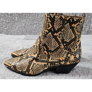 NEW Sam Edelman Winona Snakeskin Tan Black pointed toe‎ heeled booties size 9